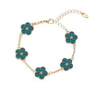 Fycakly Bracciale Ragazza Bracciale doppio versatile con cinque piccoli fiori come regalo per le coppie (C, 18x1cm)