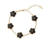 Fycakly Bracciale Ragazza Bracciale doppio versatile con cinque piccoli fiori come regalo per le coppie (B, 18x1cm)