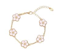 Fycakly Bracciale Ragazza Bracciale doppio versatile con cinque piccoli fiori come regalo per le coppie (D, 18x1cm)