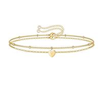 Fycakly Braccialetti Bracciale con 26 lettere a cuore Bracciale estivo con lettera d' ciondolo per amicizia per coppia (G, One Size)