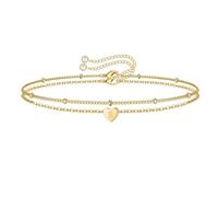 Fycakly Braccialetti Bracciale con 26 lettere a cuore Bracciale estivo con lettera d' ciondolo per amicizia per coppia (A, One Size)