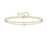 Fycakly Braccialetti Bracciale con 26 lettere a cuore Bracciale estivo con lettera d' ciondolo per amicizia per coppia (D, One Size)