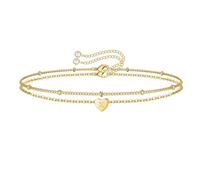 Fycakly Braccialetti Bracciale con 26 lettere a cuore Bracciale estivo con lettera d' ciondolo per amicizia per coppia (F, One Size)