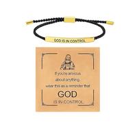 Fycakly Braccialetti Bracciale Dio ha il controllo, bracciale ispiratore in acciaio inossidabile con lettere, intrecciato regolabile (A, 26cm)