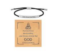 Fycakly Braccialetti Bracciale Dio ha il controllo, bracciale ispiratore in acciaio inossidabile con lettere, intrecciato regolabile (B, 26cm)