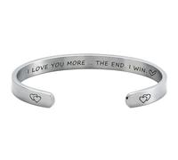 Fycakly Braccialetti da donna eleganti e classici per San Valentino, in acciaio inox, con scritta "I you more the end i win", orecchini da donna (3-B, taglia unica)