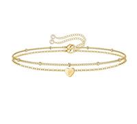 Fycakly Braccialetto Bracciale con 26 lettere a forma di cuore di, spiaggia, lettera d', braccialetto con ciondoli, 'amicizia per coppie, San, festa della mamma, del (F, One Size)