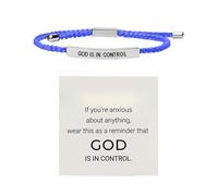 Fycakly Braccialetto Festa Della Mamma Bracciale Dio ha il controllo, bracciale motivazionale in acciaio inossidabile con lettere, intrecciato regolabile (B, 26cm)