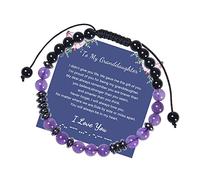 Fycakly Braccialetto Festa Della Mamma Per il mio braccialetto codice nipote ti braccialetti codice regolabile perline per compleanno Natale Ringraziamento (Purple, One Size)