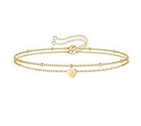 Fycakly Bracciali Bracciale con 26 lettere a forma di cuore di Bracciale estivo con lettera d' ciondolo per coppia per amicizia San la festa della mamma (F, One Size)