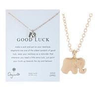 Fycakly Collana con ciondolo portafortuna a forma di elefante, con biglietto di auguri e biglietto regalo, una lettera, Misura unica, Metallo