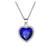 Fycakly Collana girocollo da donna a forma di cuore con pietre preziose di cristallo con un temperamento classico Il cuore dell'oceano, 3X2.5cm, Metallo