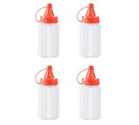 Fycakly Contenitori per Alimenti 4 pezzi Mini bottiglia di condimento Bottiglia di stoccaggio per condimento trasparente con coperchio a prova di perdite per cucina Picnic (B, 8cm)
