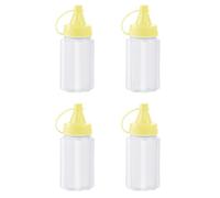 Fycakly Contenitori per Alimenti 4 pezzi Mini bottiglia di condimento Bottiglia di stoccaggio per condimento trasparente con coperchio a prova di perdite per cucina Picnic (C, 8cm)