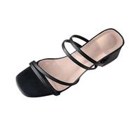 Fycakly Sandali Donna Estive Comode Sandali estivi da donna con design a due cinturini per uscite casual - Ciabatte piatte con punta aperta per comfort e stile quotidiano (Black, 41)