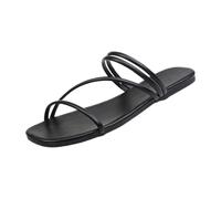 Fycakly Scarpe Ortopediche Donna Estive Sandali estivi da donna con design a due cinturini per uscite casual - Ciabatte piatte con punta aperta per comfort e stile quotidiano (Black, 39)