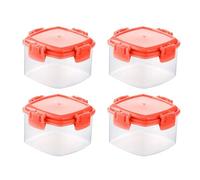 Fycakly Set Contenitori per Alimenti 4 pezzi Mini bottiglia quadrata per condimenti Bottiglia trasparente per conservare i condimenti con coperchio a prova di perdite per cucina Picnic (B, 4cm)