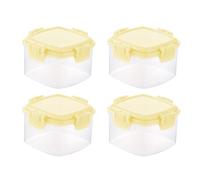 Fycakly Set Contenitori per Alimenti 4 pezzi Mini bottiglia quadrata per condimenti Bottiglia trasparente per conservare i condimenti con coperchio a prova di perdite per cucina Picnic (C, 4cm)