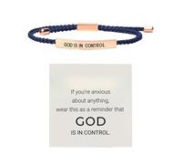Fycakly Stroili Donna Bracciale Dio ha il controllo, bracciale motivazionale in acciaio inossidabile con lettere, intrecciato regolabile (B, 26cm)