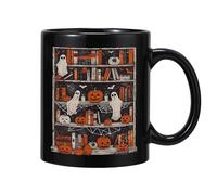 Fycakly Tazza in ceramica nera, design esclusivo e originale, autunno, ringraziamento, Halloween, strana stagione, festa, tazza da caffè Halloween Mug (Black, 8X9. 5CM)