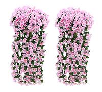 Fycooler Glicine Artificiale Fiori Artificiale Vine Ghirlanda Glicine Finto Rampicante Fiori di Seta Piante Artificiali per Nozze Arco Festa Casa Giardino Hotel Decorazione - 2 Pezzi