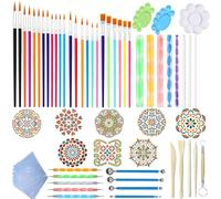 Fycooler Kit di Pittura Mandala Set di 46 Strumenti Mandala Dotting Tools Include la Pittura della Roccia Stencil,Aste Acriliche,Strumenti di punteggiatura ECC per Disegno Artigianato Nail Art DIY