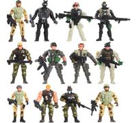 Fycooler Soldato Figura Giocattolo - Militari Esercito Guerriero Modellini per Bambini - Figurini con Armi Soldatini Personaggi - [12 Pezzi]- 10cm