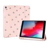 Fycyko Compatibile con iPad da 10,2 pollici, iPad 9a/8a/7a generazione 2021/2020/2019, design rosa coquette ciliegia con portapenne, antiurto e flessibile, custodia protettiva in TPU per iPad da 10,2