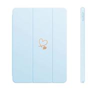 Fycyko Compatibile per iPad da 10,2 pollici, iPad di 9a/8a/7a generazione 2021/2020/2019 Custodia con portapenne e punta, custodia protettiva per donne e ragazze con motivo a cuore, blu