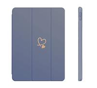 Fycyko Compatibile per iPad da 10,2 pollici, iPad di 9a/8a/7a generazione 2021/2020/2019 Custodia con portapenne e punta, custodia protettiva per donne e ragazze, motivo cuore amoroso, viola