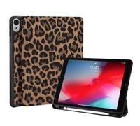 Fycyko Cover compatibile con iPad Air M2 2024(11 pollici)/iPad Air 4a generazione (2020)/quinta generazione (2022), custodia con portapenne e custodia con motivo leopardo, marrone