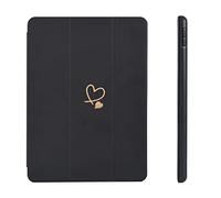 Fycyko Custodia compatibile per iPad da 10,2 pollici, iPad di 9a/8a/7a generazione 2021/2020/2019 con portapenne e punta, custodia protettiva per donne e ragazze, con motivo a cuore, colore: nero
