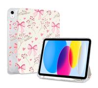 Fycyko Custodia con fiocco per iPad (A16) 11a generazione 11 pollici 2025/iPad 10a generazione 10,9 pollici 2022 estetica carino fiocco rosa motivo floreale con portamatite custodia protettiva