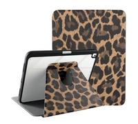 Fycyko Custodia girevole a 360 per iPad di 9a/8a/7a generazione 10,2" con portamatite, custodia protettiva antiurto per iPad 9/8/7 generazione 2021/2020/2019, leopardato