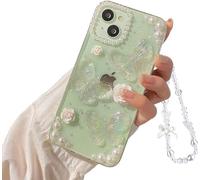 Fycyko Custodia protettiva per iPhone 15 con farfalla 3D floreale trasparente con design estetico donne adolescenti ragazze glitter grazioso cristallo scintillante carino Girly custodia protettiva +