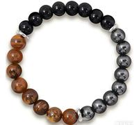FYDTOP Braccialetto di Tripla Protezione con Occhio di Tigre, Tormalina Nera ed Ematite, Forza, Protezione ed Equilibrio per Uomini e Donne, Regali per Festa della Mamma, Festa del Papà, Natale