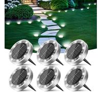FYDTOP Lampada da terra solare per esterni, lampada a disco solare piatta, impermeabile IP68, antiruggine, per illuminazione paesaggistica per piccoli sentieri, giardini, cortili, prati, marciapiedi