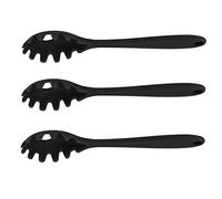 Fydun Confezione da 3 Cucchiai per Spaghetti in Silicone - Utensili da Resistenti Al Calore per Cucinare Pasta, Noodles e Altro - Forchette in Silicone Alimentare per Mescolare e Servire (BLACK)