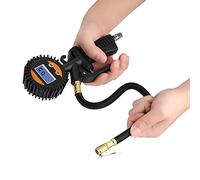 Fydun Gonfiatore Digitale Universale per Pneumatici con Manometro Pompa di Gonfiaggio Aria per Moto per Auto con Display LCD, Interruttore di Spurgo Aria per Tubo da 33 Cm