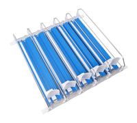 Fydun Organizzatore di Bevande per Frigorifero da 5 Pezzi con Dispenser Automatico di Lattine di Soda Conservazione Efficiente delle Bevande - Regolabile per Lattine e Bottiglie (BLUE)