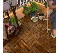 Fydun Piastrelle per Pavimenti da Esterno in Legno di Pino Canfora da 10 Pezzi per Giardino, Balcone e Terrazza - Soluzione di Giunzione per Pavimenti