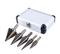 Fydun Punta Da Trapano A Gradino In Cobalto, Set Di 5 Punte In Acciaio HSS Rivestite In Ti, Perfette Per Acciaio, Ottone, Legno e Plastica, Di Blocco, Taglio Senza Sforzo