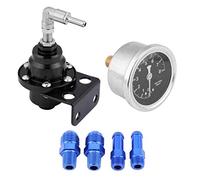 Fydun Regolatore Di Pressione Del Carburante Universale, 160psi Regolabile, Kit Con Manometro, In Alluminio Leggero, Migliora L’Efficienza Del Carburante, Compatibile Con Motori Turbo(Nero)