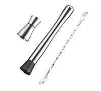 Fydun Set di Pestelli e Tritaghiaccio in Acciaio di Alta qualità - Kit Versatile di Bastoncini per Mescolare Cocktail per un'efficace Pestatura di Frutta e Preparazione di Bevande Nei Bar e a Casa