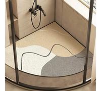FYDZ Tappetino da doccia angolare con caratteristiche antiscivolo e antimuffa, motivo settoriale luffa, forma quadrata con fori di scarico, curvo, beige A, 120 x 120 cm