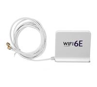 Fyearfly Antenna per scheda di rete wireless WiFi6E, guadagno omnidirezionale 4dBi, aumenta il segnale 2,4 GHz/5,8 GHz, porta SMA, migliora la connettività, bianco