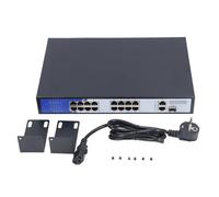 Fyearfly Ethernet Poe Host, Ethernet Switch 16 Porta 2 Uplink 1 SFP 38GBPS Hub di Rete Splitter Ethernet con Protezione Lightnings 100-240V (EU)