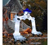Fyearfly Gigante scheletro gonfiabile da 4 m, decorazione esterna con luci LED integrate e musica spaventosa per Halloween Yard Party Decor