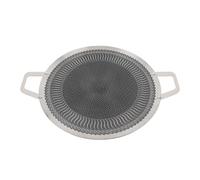 Fyearfly Griglia coreana antiaderente in acciaio inox per barbecue, doppia maniglia, 34 cm, induzione e cottura all'aperto
