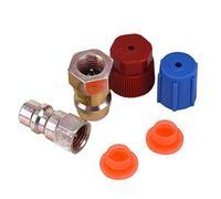 Fyearfly Kit adattatore da R12 a R134a da 1/4", valvola di servizio clima, cambio blu rosso